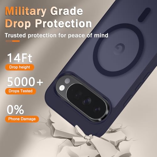 Image of for Google Pixel 10 /10 Pro Case, Matte Magnetic Phone Cover [with 1 Screen Protector] [Support for MagSafe] [Shockproof Military Grade Protection] Translucent Frosted Back, Deep Purple
