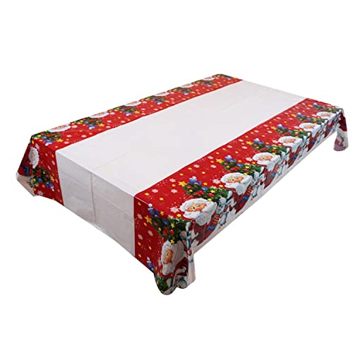 Mantel de Navidad desechable de plástico polietileno, mantel redondo pequeño (blanco, talla única)