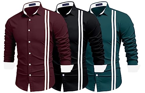 Image of Zombom Men's Striped Regular Fit Shirt