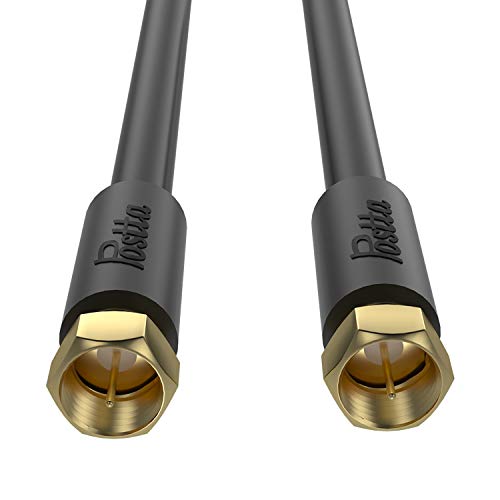 Coaxial Cable(50 Feet) Postta Triple Shielded Digital RG6 Antenna Cable with F-Male Connector Pin-Black - Thumbnail 4