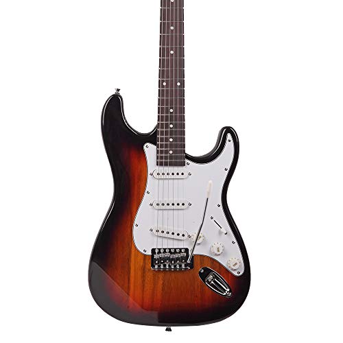 39\" Full Size Rosewood Fingerboard Electric Guitar,Electric Guitar Beginner Kit Solid Body Full Size Pick Up for Starter, with Bag, Picks, Capo, Strap, Cord,Allen Wrench, Tremolo Arm (Sunset Color)