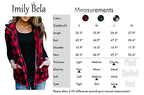 Imily Bela Womens Buffalo Plaid Cardigans Sleeveless Patch Draped Open Front Cardigan Sweater Red