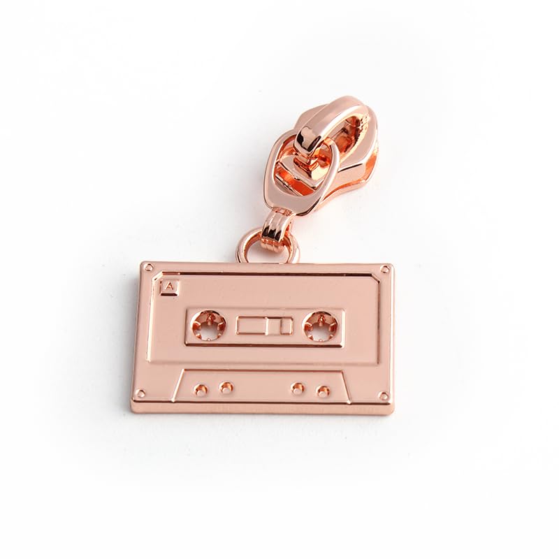 5# Nylon Zippers Puller Slider For DIY Handbag Head Jacket Bags Cloth Tag Repair Zips Accessories (Color : Cassette t rose gold, Size : 50 pieces)