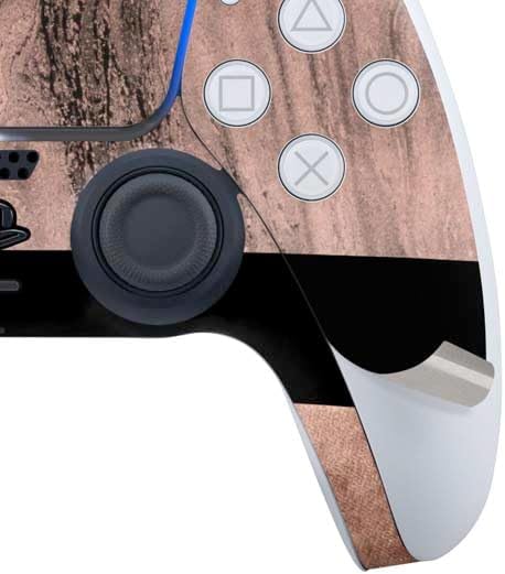Skinit Decal Gaming Skin Compatible with PS5 Bundle - Rose Gold and Black Marble Design