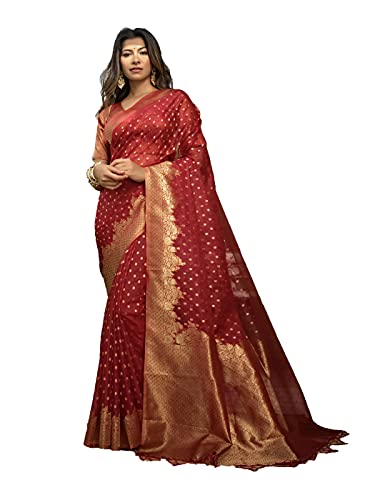 Image of Vardha Women's Art Silk,Silk Saree with Banarasi Weave and Unstitched Matching Blouse Piece | Sari for Women