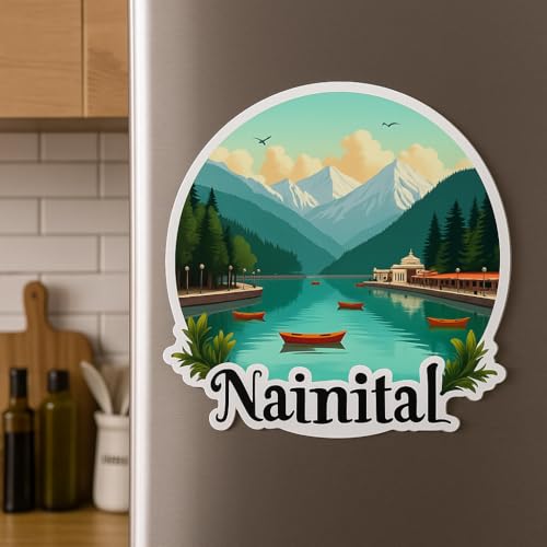 Image of Naxon Nainital Town Theme Souvenir Wooden Refrigerator Stylish Fridge Magnet - Fridge Decoration Magnet for Kitchen & Home Decor | Perfect Souvenir Gift | Size 3x3 Inches | Pack of 1