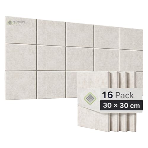 Image of YGM Acoustic Foams Luxury PET Felt Acoustic Self Adhesive Panels, 10 MM Thick, Sound Absorbing Panels for Wall | Room Noise Reducer & Sound Dampening (Pure Beige, 1x1 Foot - 16 Panels)