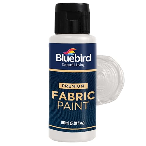 Image of BLUEBIRD Fabric Paint, Brilliant Silver, 3.4 Fl Oz, Permanent Fabric Paints for Clothes, Furniture Upholstery