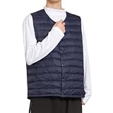 [ＰＡＦＨＬ] ダウンベスト メンズ 超軽量 防寒 ベスト 2WAY襟 Vカット 冬 服 インナー 軽度撥水 暖かい あったか コンパクト収納袋付き (77022ネイビー,L)