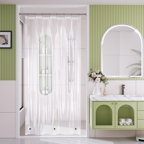 AmazerBath Shower Curtain Liner Stall 48x72 Clear Shower Curtain Liner Waterproof Plastic Shower Liner Lightweight PEVA Shower Curtain for Bathroom with 3 Magnets and 8 Rustproof Metal Grommets