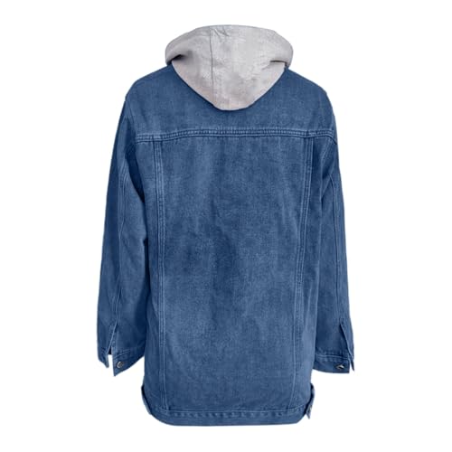Womens Denim Jacket With Hood Plus Size Long Sleeve Fall Breathable Button Down Hoodie Jean Jackets With Pockets3