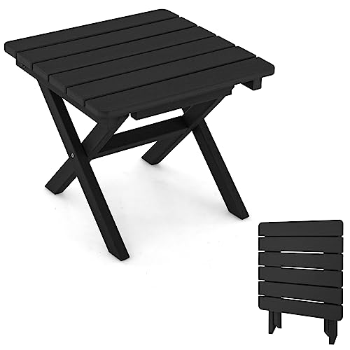 Giantex-Outdoor-Folding-Side-Table-Foldable-Weather-Resistant-HDPE-Adirondack-Table-Compact-Square-End-Table-for-Indoor-Patio-Garden-Porch-Easy-Maintenance-No-Assembly-Required-1-Black Giantex Outdoor Folding Side Table Foldable Weather Resistant HDPE Adirondack Table Compact Square End Table for Indoor Patio Garden Porch Easy Maintenance No Assembly Required 1 Black
