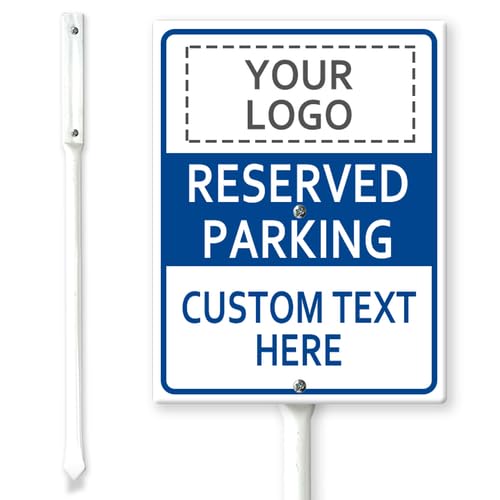 Horienteeon Custom Reserved Parking Add Your Logo and Text Yard Sign with Stakes 20×30cm, Sturdy Aluminum Custom Signs Rust Free, Customizable Metal Sign, Text Personalized Signs