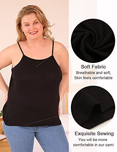 Image of VIKIDEER 3 Pack Camisole for Women Plus Size Basic Undershirt Spaghetti Strap Cami Tank Top