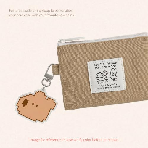 Image of Monolike Happy and Lucky Card Case, Mint - Small Nylon Pouch, Portable Keychain Coin Purse, Waterproof Card Sleeve, Compact Daily Organizer Case