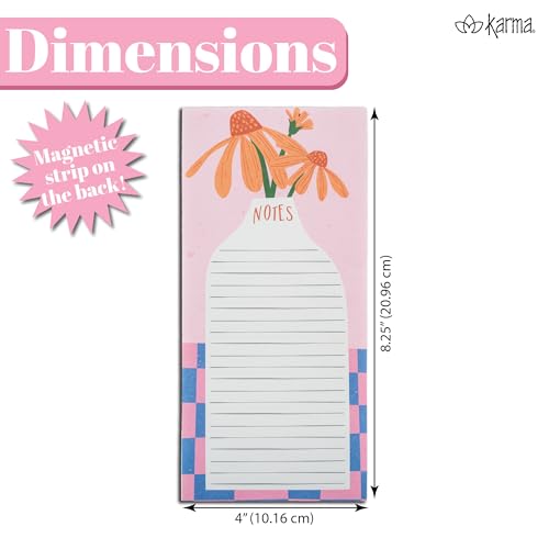 Image of Karma, Large Magnetic Notepads, Notepads for Grocery List, Shopping List, To-Do List, Reminders, Strong Magnetic Back, Memo Notepad 100 Sheets Per Pad, Cute Colorful Designs - Houndstooth