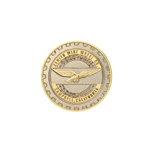 Image of Zenith Gold & Chrome 3D Metal Wheel Chip Emblem (Single) | 24K Triple Gold and Chrome Plated Solid Metal Wheel Chip Emblem, 2.25 inch | for Lowriders w /Recessed Knock Off Spinner Caps