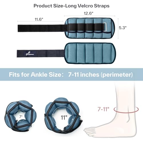 Image of Sportneer Adjustable Ankle Weights for Women and Men 7 lbs /Pair Adjustable Leg Weights with Secure Straps, Strength Training Weighted for Yoga, Walking, Running, Aerobics, Gym, Physical Therapy