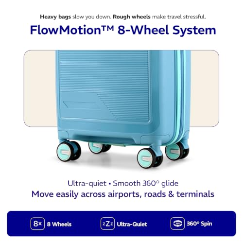 Image of Provogue Spectrum Hard-Sided PP 65 Cm Trolley Bags for Travel Medium Size | Expandable Luggage Suitcase with 8 Wheels | Combination Lock | 5 Year Warranty (Frost Fade Blue)