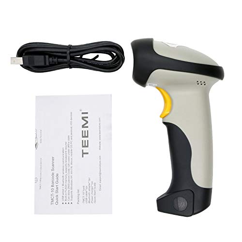 Teemi Bluetooth Barcode Scanner 1D Laser Handheld Automatic Bar Code Reader For Iphone Ipad Android Tablet Pc, Mac Os X, Android, Windows 10 And Ios 16 (No Stand) #TOP6