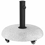 vidaXL Base per ombrellone con Ruote in Cemento Grigio Chiaro, per Pali da 37/42/52/58 mm. Design Rotondo Moderno con Ruote, Resistente all