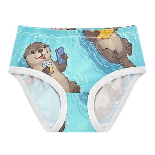 Cute Cartoon Otters Blue Girls Underwear Toddler 2t Cotton Panties Little Girl Durable Kids Briefs Undies