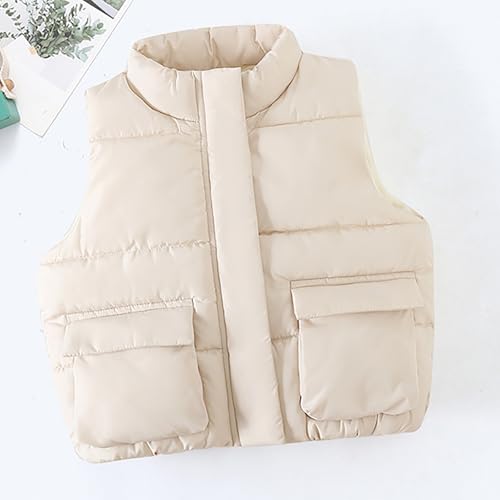 Toddler Boys Girls Puffer Vest Jacket, Kids Zip Up Down Vest Coat Winter Warm Sleeveless Waistcoat with Pockets3