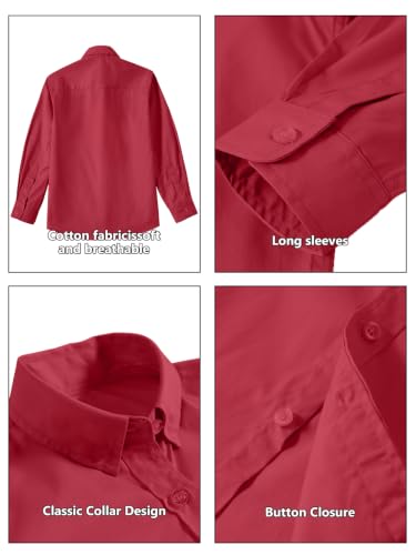 Image of DHTS Boys' Dress Shirts Toddle Boy Long Sleeve Uniform Shirt for Kids