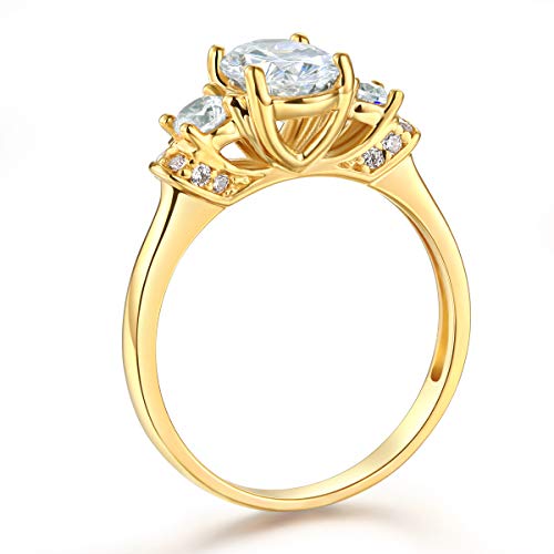 Wellingsale Ladies Solid 14k Yellow -OR- White Gold Polished CZ Cubic Zirconia Oval Cut Three 3 Stone Engagement Ring3