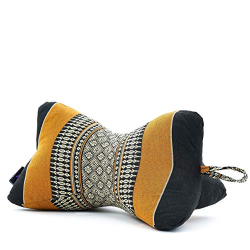 Leewadee Lesekissen Nackenstütze Leseknochen Fernsehkissen Nackenrolle Ökologisches Naturprodukt, Kapok, 17 x 30 x 17 cm, Black orange Cover