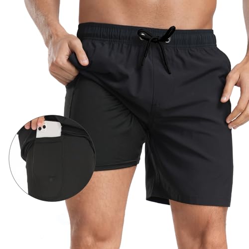 Mens Swim Trunks Swimming Shorts Quick Dry Swim Shorts Beach Shorts with Pockets and Compression Liner2