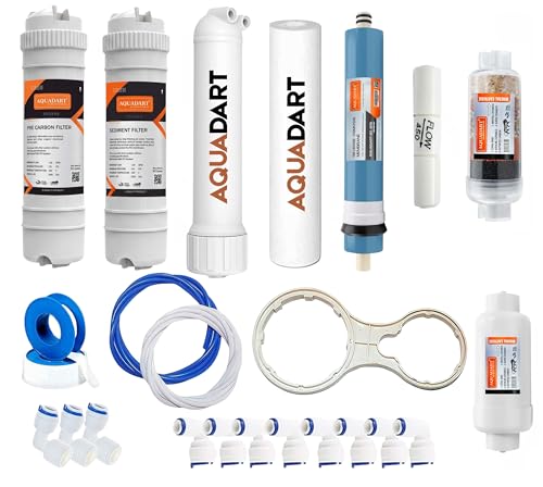 Image of AquaDart Complete Ro Purifier Filter Service Kit of 80 GPD Membrane Water With All Accessories (Full Service KIt with 02 Inline) Suitable for All Type Of RO Water Purifier
