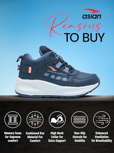 Image of ASIAN Adventure-41 Kids High Top Sports Shoes for Boys & Girls | Lightweight Cushioned Shoes for Running & Play | Breathable Anti-Skid Shoes