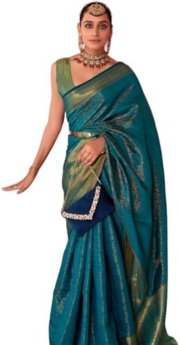 SWORNOF Women's kanjivaram banarasi silk saree Zari Woven festiva...