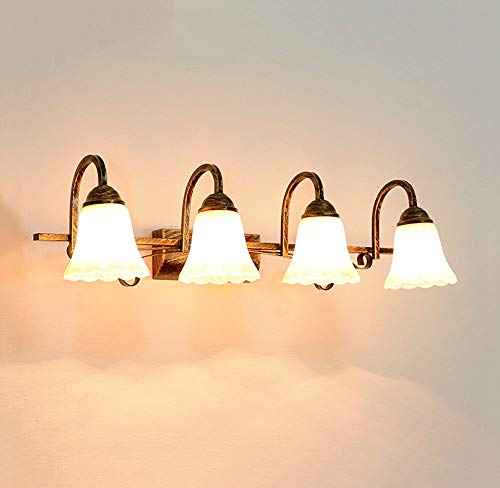 Suuim Lámpara frontal de espejo de cristal LED Luz de gabinete con espejo de baño (forma: cuatro cabezas) Luz de pared de baño cuatro cabezas (cuatro cabezas)