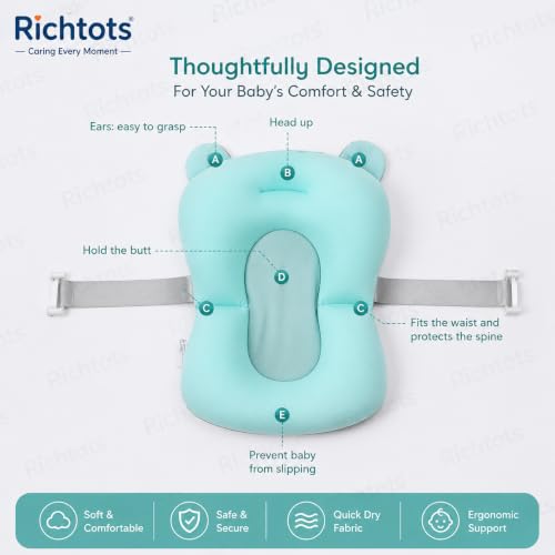 Image of Premium Soft and Safe Baby Bath Cushion for Comfortable Bathing (Blue)