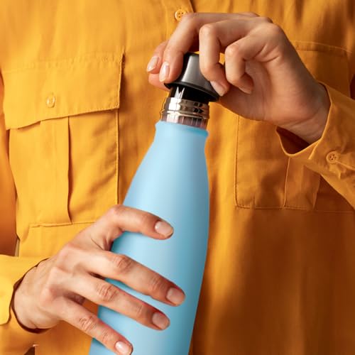Image of Mont-Clair Stainless Steel Water Bottle, Vacuum insulated - BPA Free, 12h Hot & 24h Cold Drinks, Metal Water Bottle 17 oz Leakproof, Ideal for Adult, Kids, Running - Pastel Blue