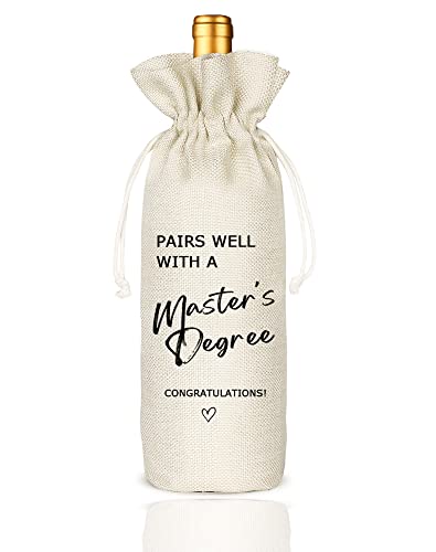 Bolsa de vinho para presente de mestrado, sacolas de vinho de formatura, presente de formatura engraçado, suprimentos de festa, classe de 2024, lembrancinhas de festa, saco de vinho com cordão -