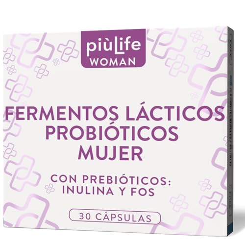 Probioticos Mujer Flora Intima PiùLife, 30 Cápsulas, 26 Mld UFC Con Lactobacillus Reuteri, Acidophilus, Rhamnosus Y Crispatus, Probióticos Flora Intima Con Prebioticos Inulina Y FOS