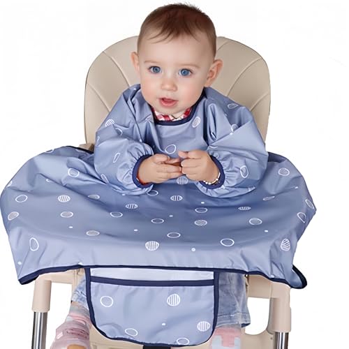 MOTEERLLU Coverall Baby Feeding Bib for Eating,Long Sleeves Bib Attaches ...