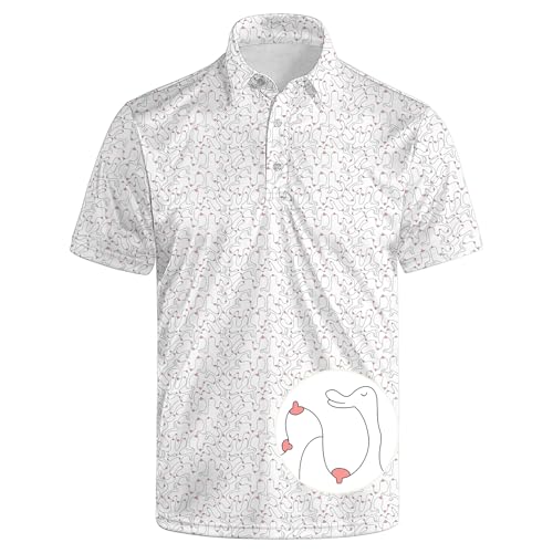 Men's Funny Golf Shirts Golf Duck You Polo Shirt Funny Goose Love Polo Shirts Breathable and Comfortable