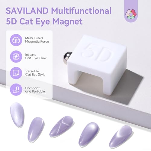 Image of SAVILAND One-Step Cat Eye Magnet: Powerful 5D Nail Magnet Multifunctional White Cateye Magnet for Nails with Round Magnetic Bead for Wide Glass Bead French Cat Eye Effect DIY Nail Art Home