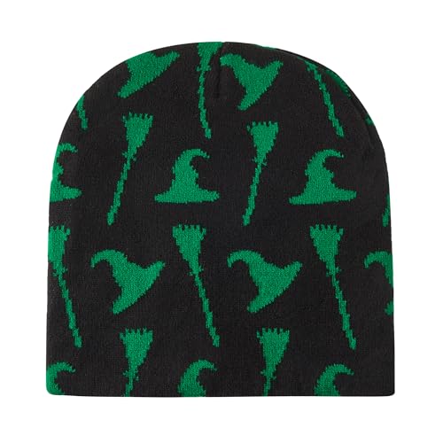 Axepet Elphaba Galinda Matching Beanie Wicked Friendship Winter Hat Crown Witch Hat Knit Hats for Christmas Party Fans Party (US Alpha Medium Large Black)