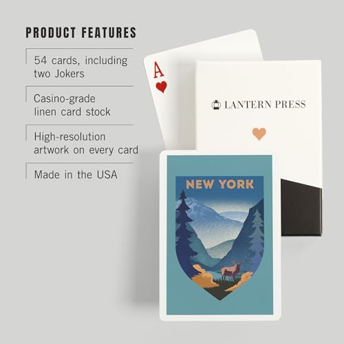 Baraja de 52 Naipes Póker New York Elk y Montañas miniatura 3