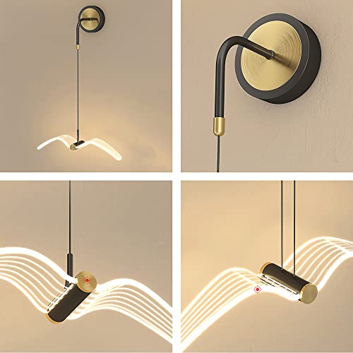 Apliques de pared LED modernos en metal dorado con diseño de gaviota 6