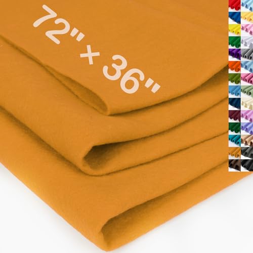 Image of XSEINO Antique Gold Large Felt Fabric 72 inch X 36 inch(2 Square Yards), 1.4 mm Thick Soft Felt Fabric Sheet for Crafts, Yellow Series Colors Soft Nonwoven Fabric, Fit for Decoration, Sewing, DIY Crafts