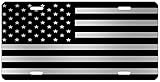 Subdued Black and Silver USA Flag License Plate Novelty Auto Car Tag Vanity Gift American Patriotic US