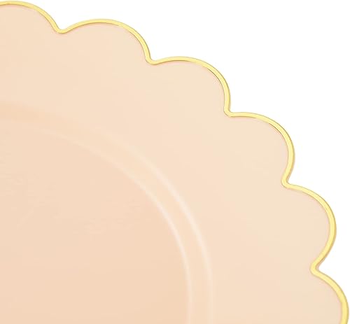 Miniatura 8 de Paquete de 50 platos de plástico azul marino para fiestas, 9 pulgadas desechables para suministros de fiesta, bodas, bordes festoneados de lámina