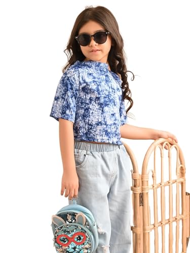 Image of LILPICKS Tie Dye Printed Drop Shoulder Loose Fit Top for Girls