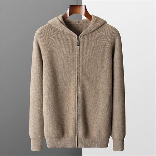 Men's Casual Knitted Cashmere Cardigans Loose Hooded Cardigan Sweater Rib Knit Cardigan Sweater2
